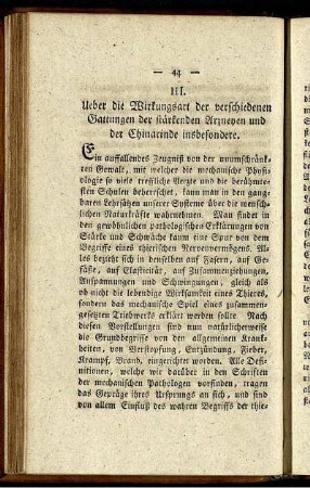 III. Ueber die Wirkungsart der verschiedenen Gattungen der stärkenden Arzneyen und der Chinarinde insbesondere.