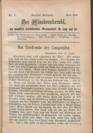 Nr 6. Zwölfter Jahrgang. Juni 1912.