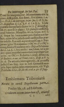 Notata in tertiâ digestorum parte.