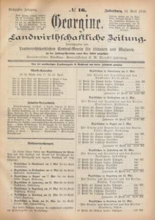 Sechzigster Jahrgang. No. 16. Insterburg, 14. April 1892.