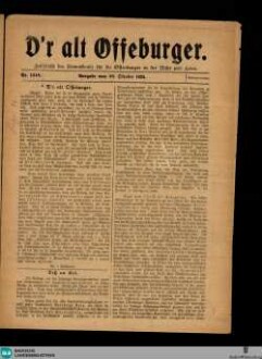 D' r Alt Offeburger : Zeitschrift der Heimatkunde für die Offenburger in der Nähe und Ferne