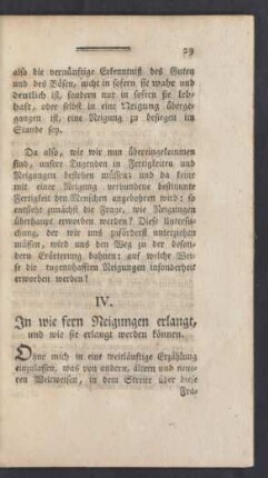 IV. In wie fern Neigungen erlangt, und wie sie erlangt werden können.