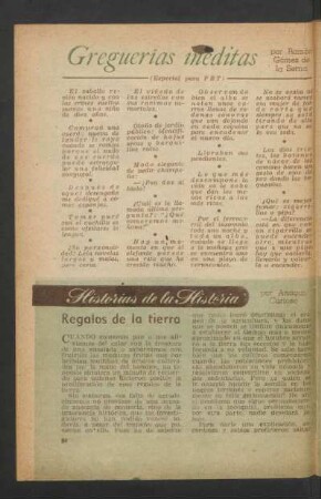 Regalos de la tierra : Historias de la historia