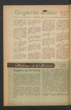 Regalos de la tierra : Historias de la historia