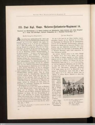 III. Das Kgl. Bayr. Reserve-Infanterie-Regiment 18