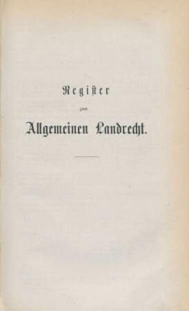 Register zum Allgemeinen Landrecht
