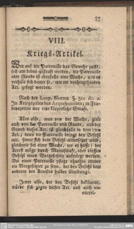 VIII. Kriegs-Artikel