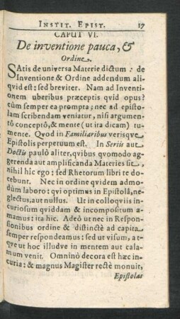 Caput VI. De inventione pauca, & Ordine.