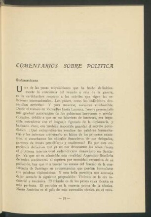 Comentarios sobre política