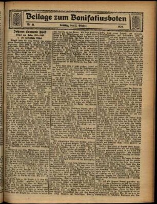 Zweite Ausgabe vom Sonntag, den 13. Oktober 1929.