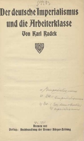 Der deutsche Imperialismus und die Arbeiterklasse