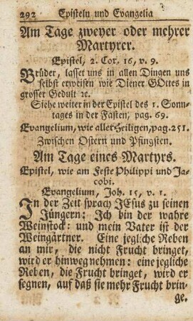 Am Tage zweyer oder mehrer Martyrer.