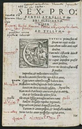 Sex. Propertii Aurelii Umbri Elegiarum Liber I.