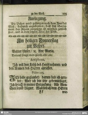 Am heiligen Donnerstag zur Vesper