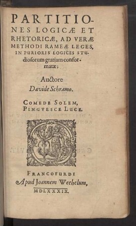 Partitiones logicae et rhetoricae, ad verae methodi Rameae leges
