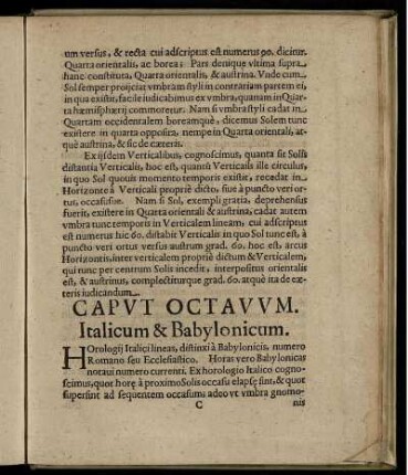 Caput Octavum. Italicum & Babylonicum