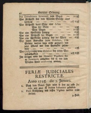 Feriae Judiciales Restrictae.