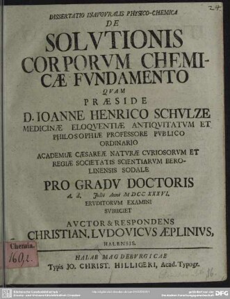 Dissertatio Inauguralis Physico-Chemica De Solutionis Corporum Chemicae Fundamento