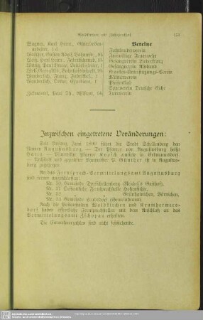 Inzwischen eingetretene Veränderungen