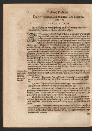 Die vierte Predigt/ gethan den 26. Tag Octobris/ Anno 1575.
