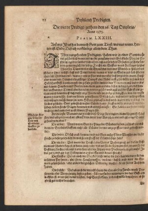 Die vierte Predigt/ gethan den 26. Tag Octobris/ Anno 1575.