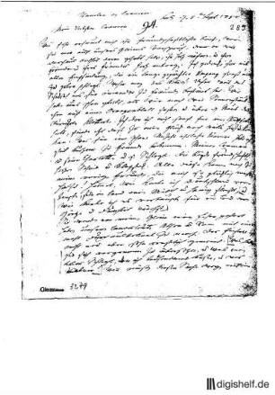 289: Brief von Karl Wilhelm Ramler an Johann Andreas Cramer