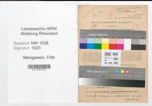 Entnazifizierung Fritz Mengewein , geb. 04.06.1890 (Beamter)