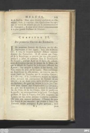 Chapitre III. Des premieres Guerres des Romains.
