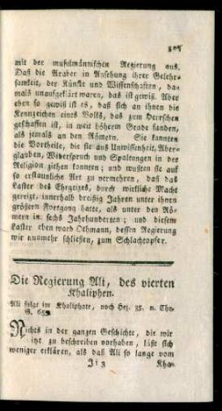 Die Regierung Ali, des vierten Khaliphen