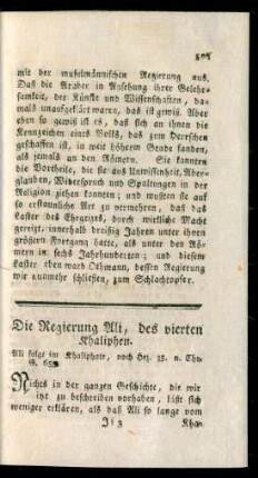 Die Regierung Ali, des vierten Khaliphen
