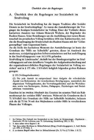 203-206, A. Überblick über die Regelungen zur Sozialarbeit im Strafvollzug
