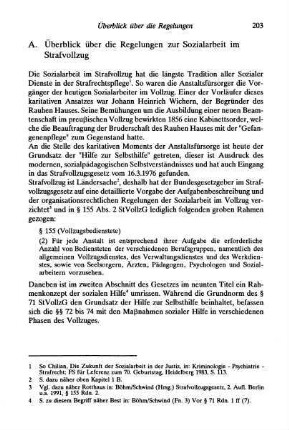 203-206, A. Überblick über die Regelungen zur Sozialarbeit im Strafvollzug