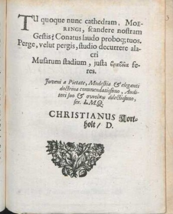 Gratulatio [Beiträger: Christianus Kortholt.]