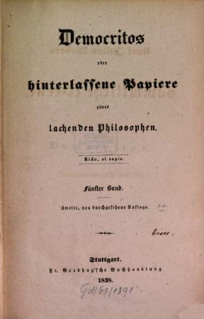 Karl Julius Webers sämmtliche Werke : Suppl. - Bd.. 5. Bd. 5. - 1838. - 376 S.