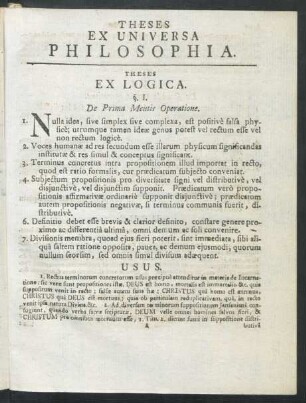 Theses Ex Universa Philosophia