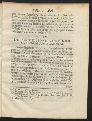 §. IV. De Successione Coniugum Secundum Ius Romanum.