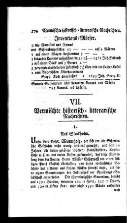 Vermischte historisch-litterarische Nachrichten