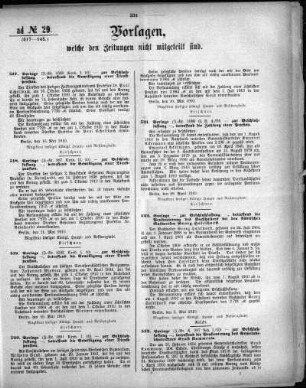Anlage: ad No. 29 (517-545), Vorlagen, welche den Zeitungen nicht mitgeteilt sind