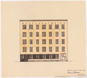 Westsanatorium, Berlin-Charlottenburg Umbau: Entwurf für die Fassadenerneuerung: Ansicht 1:100
