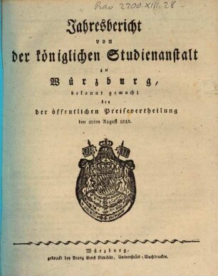 Jahresbericht der Königlichen Studienanstalt zu Würzburg : für das Studienjahr .., 1817/18