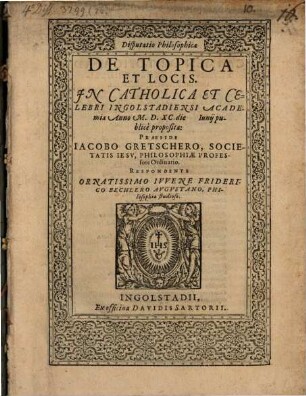 Disputatio Philosophica De Topica Et Locis