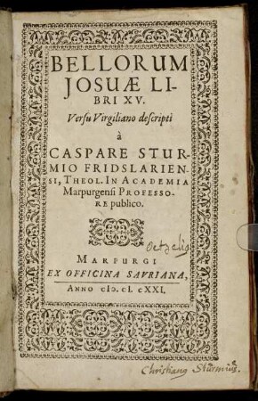 Bellorum Josuae Libri XV.