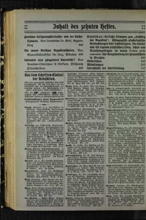 Inhalt des zehnten Heftes