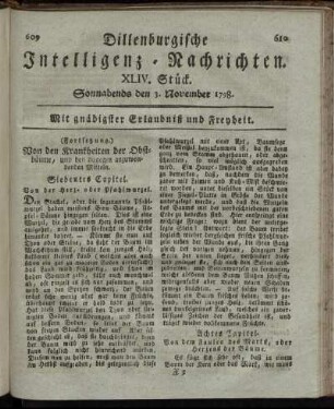 XLIV. Stück. Sonnabends den 3. November 1798.