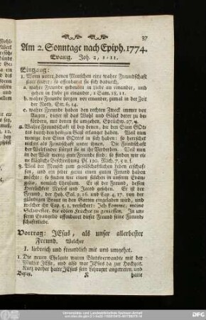 Am 2. Sonntage nach Epiph. 1774. Evang. Joh. 2, 1 - 11.