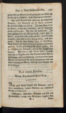 Das vierte Kapitel. Vom Antwortschreiben.