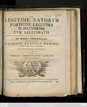 De Legitime Natorvm Portione Legitima In Svccessione Cvm Legitimatis