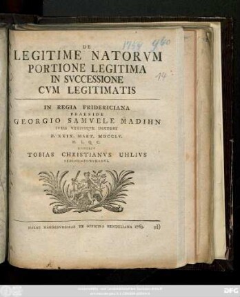 De Legitime Natorvm Portione Legitima In Svccessione Cvm Legitimatis