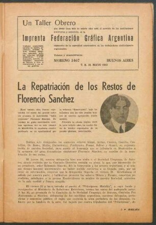 La repatriación de los restos de Florencio Sanchez