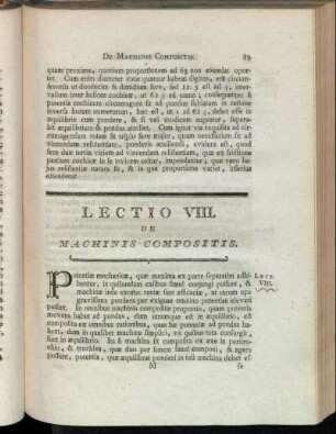 Lectio VIII. De Machinis Compositis.